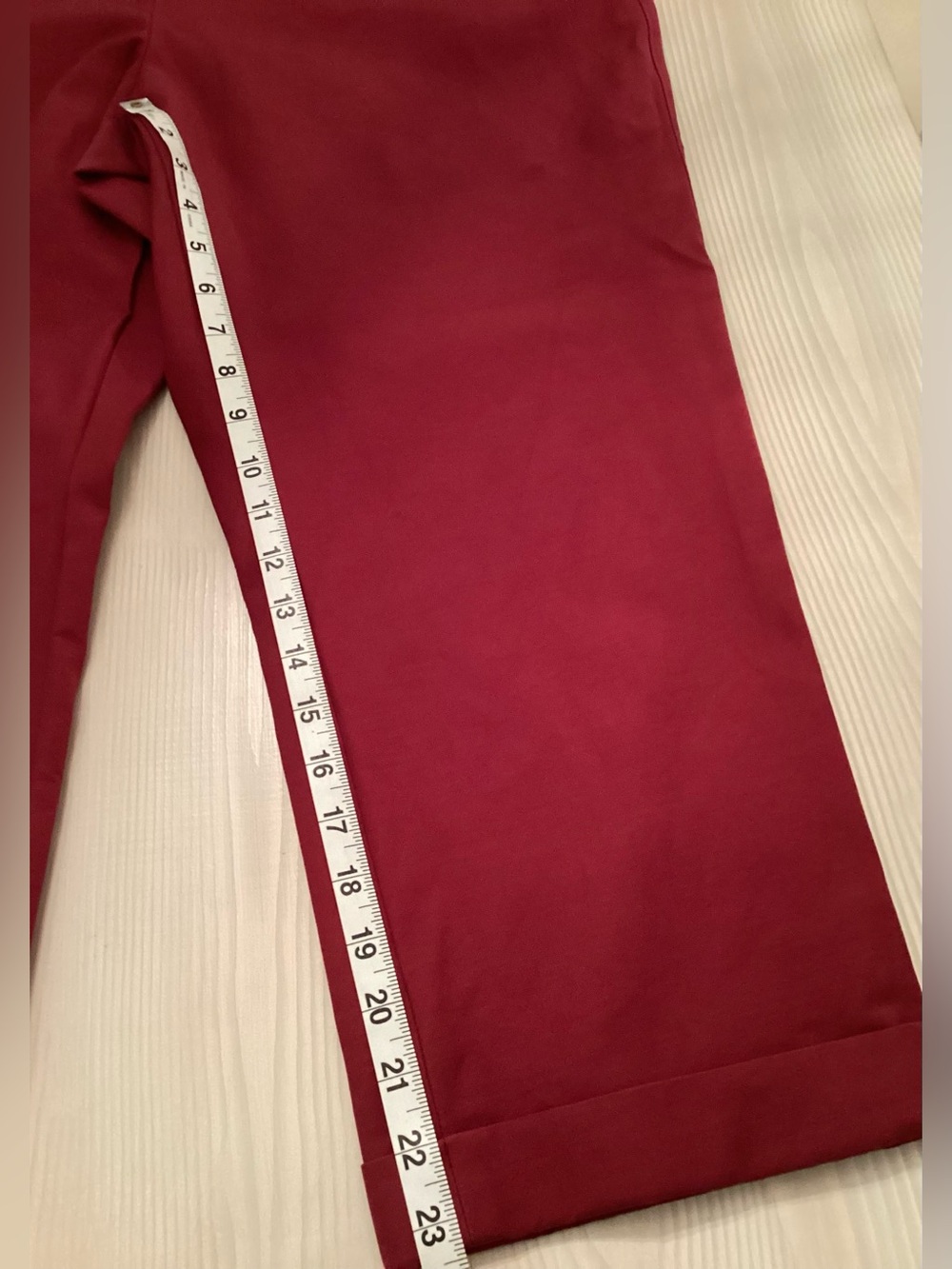 White House Black Market WHBM Slim Cuffed Crop Pants Womens 16 Burgundy Career - Picture 4 of 11